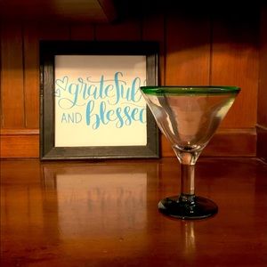 Margarita Glass Green Rimmed 12 oz. 6” Tall 5” Wide EUC